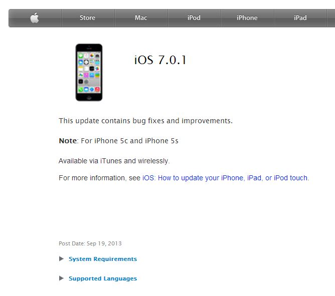 iOS 7.0.1